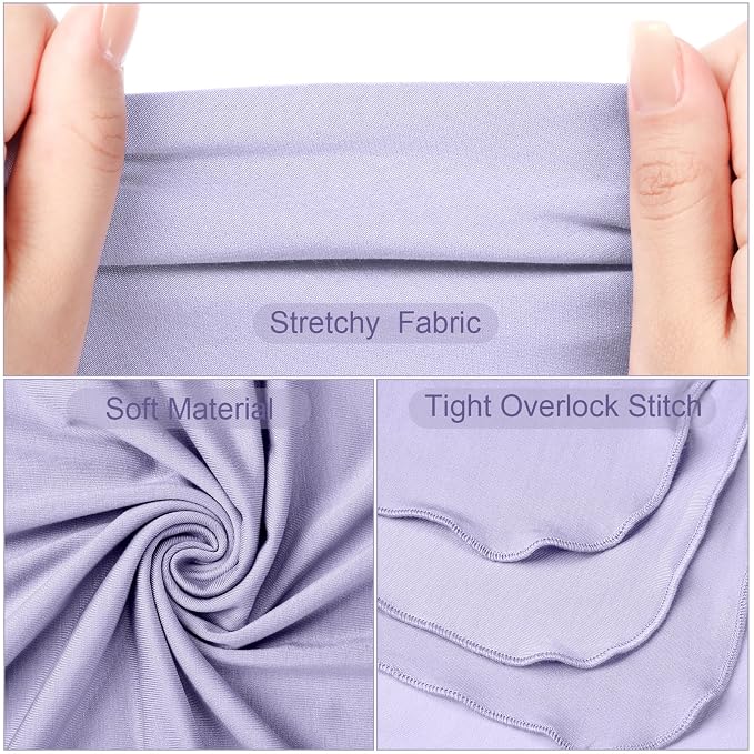 JaGely 2 Pcs Stretchy Baby Swaddle Blankets Set with Hats Extra Soft 47" x 47" Newborn Nursery Swaddle Wrap for Baby Girls and Boys(Pink, Light Purple)