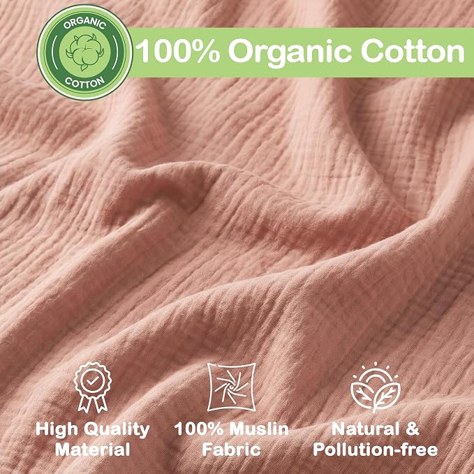 Organic Muslin Baby Blanket 3-Pack Olive, Cinnamon & Wildflower, 38x40 Inch 100% Organic Cotton Oeko-TEX Certified Ultra-Soft Swaddle Blankets for Newborn, Baby Girl Shower Gift Set