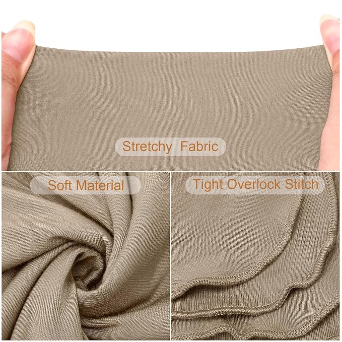 JaGely 2 Pcs Stretchy Baby Swaddle Blankets Set with Hats Extra Soft 47" x 47" Newborn Nursery Swaddle Wrap for Baby Girls and Boys(Apricot, Khaki)