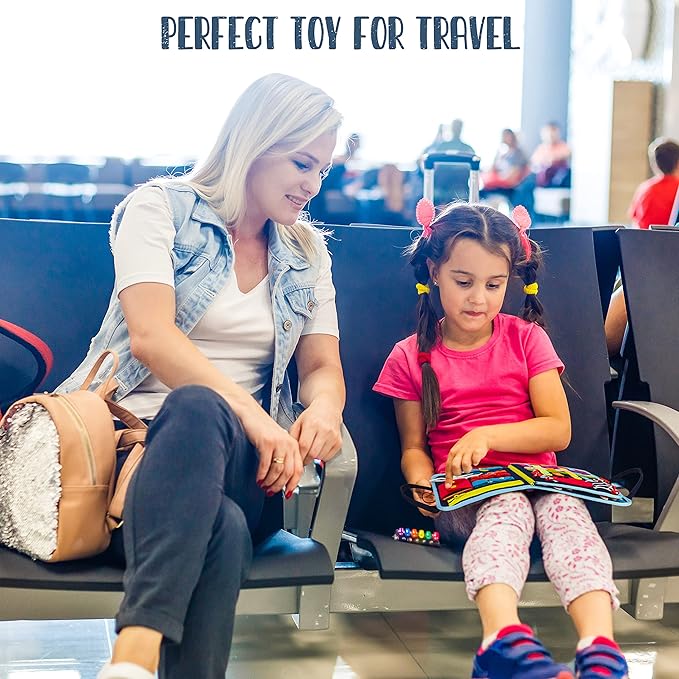 Busy Book for Toddlers - Montessori Busy Board with Sensory Activities for Learning Fine Motor Skills, Travel Toys for Toddlers for Airplane, Car. for Boys and Girls.