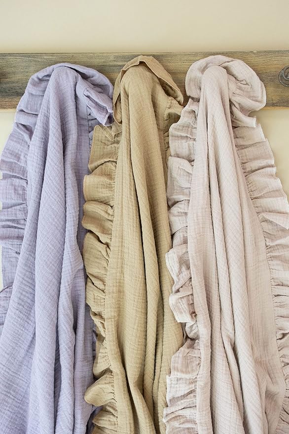 Leyl&Ari Toddler Blanket and Lovey Set | 100% Organic Cotton | Ruffled Lilac