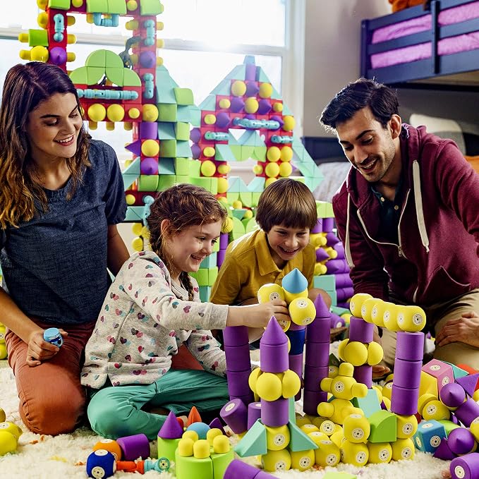 Blockaroo Magnetic Foam Building Blocks - 35-Piece Castle, Bath Toys for Toddlers, Preschool Toys, Bathtub Toys, Sensory Toys, Blocks for Toddlers 3-5, Engineering Toys for Kids 3-5, Bath Blocks