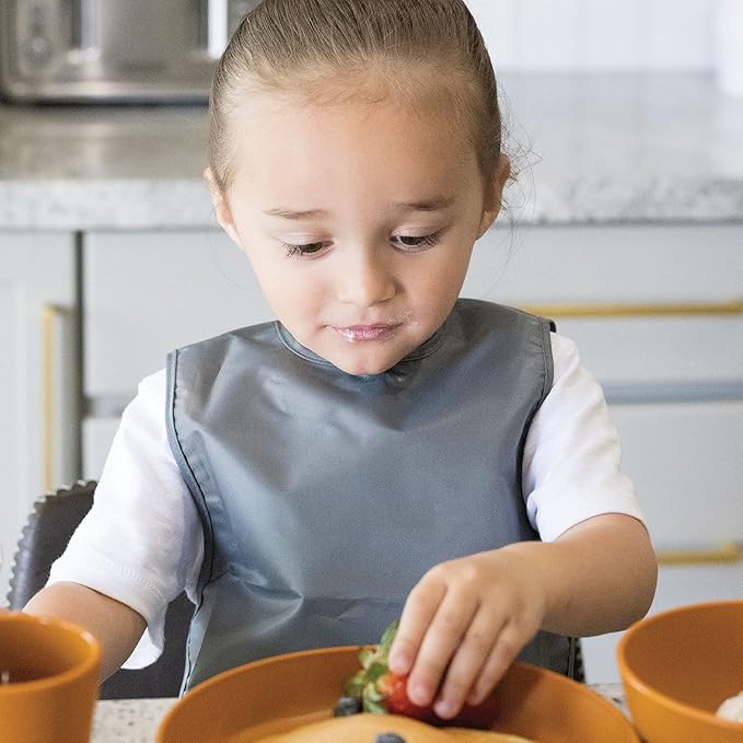 Tiny Twinkle Mess Proof Baby Bib for Boys | Waterproof Toddler Bib for Eating | Baby Apron for Feeding, Machine Washable | Perfect Shower Gift (Charcoal, 6??4M)