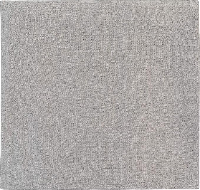 Ely's & Co. Cotton Muslin Swaddle Blanket 1-Pack for Baby Boy or Girl ??100% Cotton Muslin Extra-Large Swaddle Blankets (47??x 47?? Silver Grey