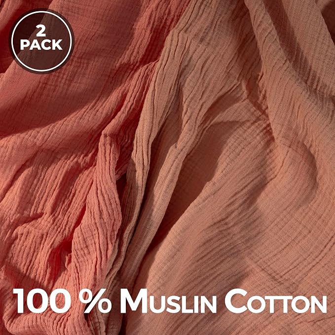 Dreamology Muslin Swaddle Blankets, Receiving Blankets for Baby Girl,Boy,2 Pack,100% Cotton Blanket,Soft & Breathable Muslin Blanket,Muslin Baby Blanket for Newborn,44 x 44 Swaddle Blanket | Rose,Pink