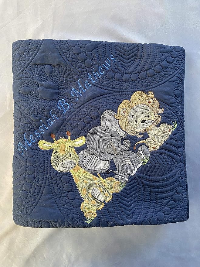 Personalized Baby Blankets Baby Quilt Monogrammed Blankets for Kids Baby Blankets for Girls Embroidered Baby Gifts Soft for Toddler boy or Girl (Animals)