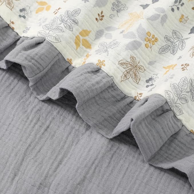 Muslin Toddler Blanket 43"x43" - 100% Cotton Super Soft Crib Blanket for Baby, Infant, Toddler & Baby Boys,Lightweight Nursing Cover & Breathable Stroller Blanket,Floral Design (Grey)