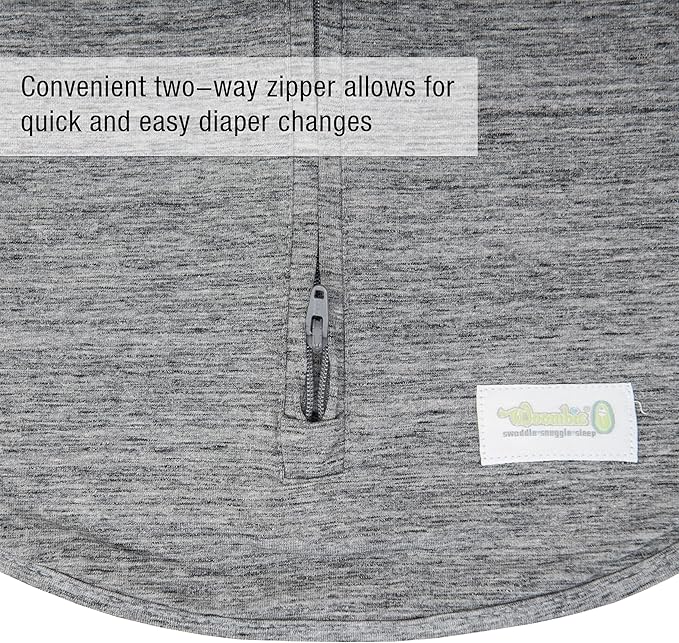 Woombie Original Baby Swaddling Blanket - Self-Soothing, Cotton Baby Swaddle with Zipper - Wearable Newborn Blanket, Twilight Heathered Gray, 5-13 lbs