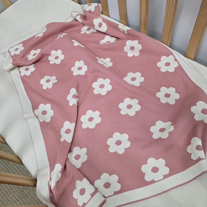 The Flower Blanket - 100% Organic Cotton Baby Blanket, American Made, 30x40in - Bassinet, Crib, Stroller - Gift Registry Baby Shower for Newborns and Kids