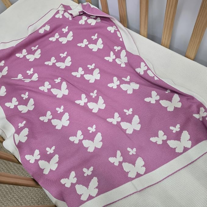 The Butterfly Blanket - 100% Organic Cotton Baby Blanket, American Made, 30x40in - Bassinet, Crib, Stroller - Gift Registry Baby Shower for Newborns and Kids