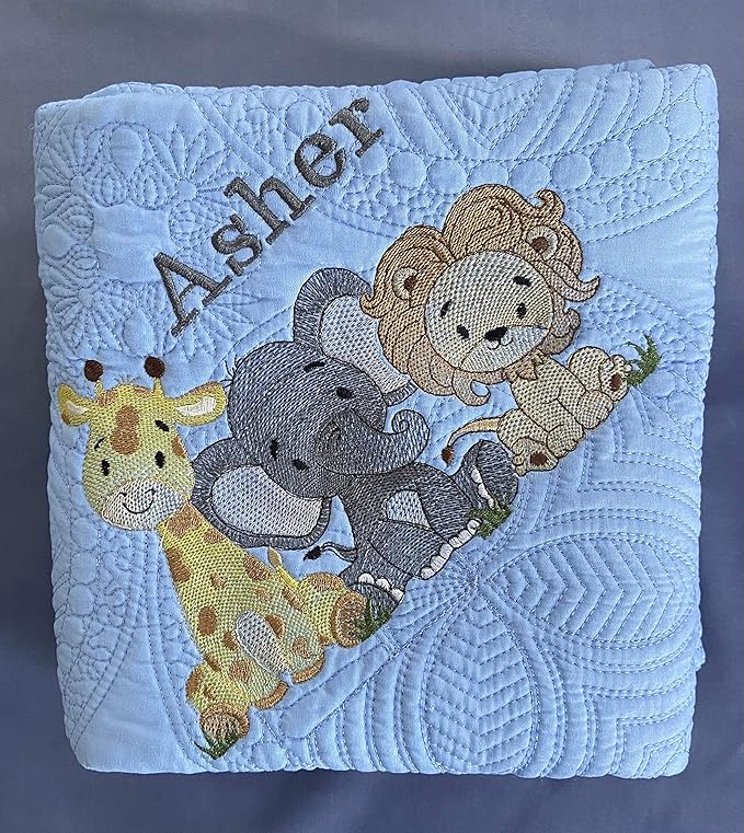 Personalized Baby Blankets Baby Quilt Monogrammed Blankets for Kids Baby Blankets for Girls Embroidered Baby Gifts Soft for Toddler boy or Girl (Animals)