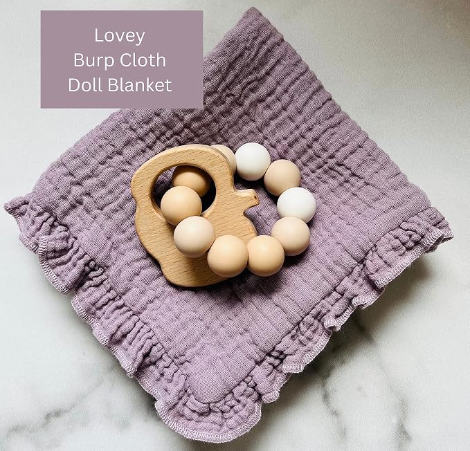 Leyl&Ari Toddler Blanket and Lovey Set | 100% Organic Cotton | Ruffled Lilac