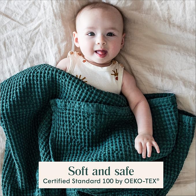 Simka Rose Waffle Baby Blanket Cotton Soft Breathable Swaddle Blanket for Nursery, Stroller & Crib Blanket - Baby Receiving Blankets for Boys & Girls Gender Neutral Toddler Blanket