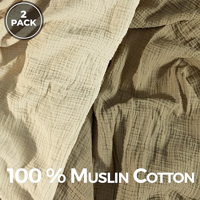 Dreamology Receiving Blanket,Muslin Swaddling Blankets for Newborn Boy,Girl,2 Pack,Soft & Breathable,100% Cotton Swaddle Blanket,Large Baby Swaddle Blanket,44 x 44 inches Muslin Blanket | Olive, Acru