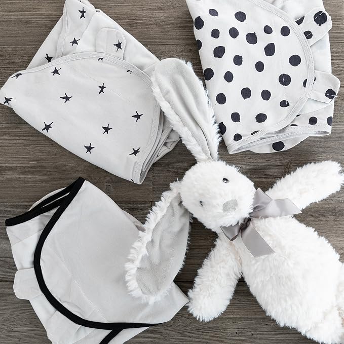 Ely's & Co. Adjustable Swaddle Blanket Infant Baby Wrap Set 3 Pack Grey and Black 0-3 Months