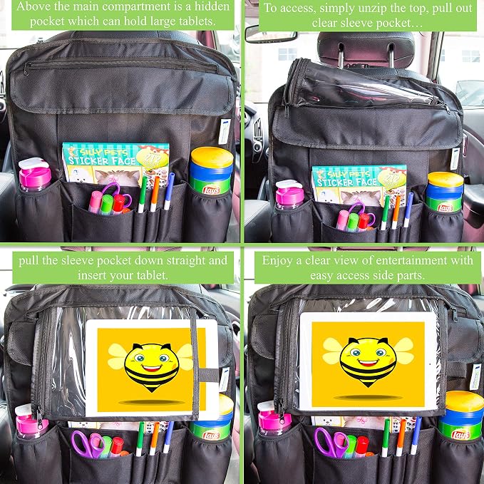 Backseat Car Organizer | Car Organizer Back Seat Protector With 12 Compartments Plus ipad Holder | Used As Car Back seat Organizer, Car Seat Organizer, Car Organizer For Kids